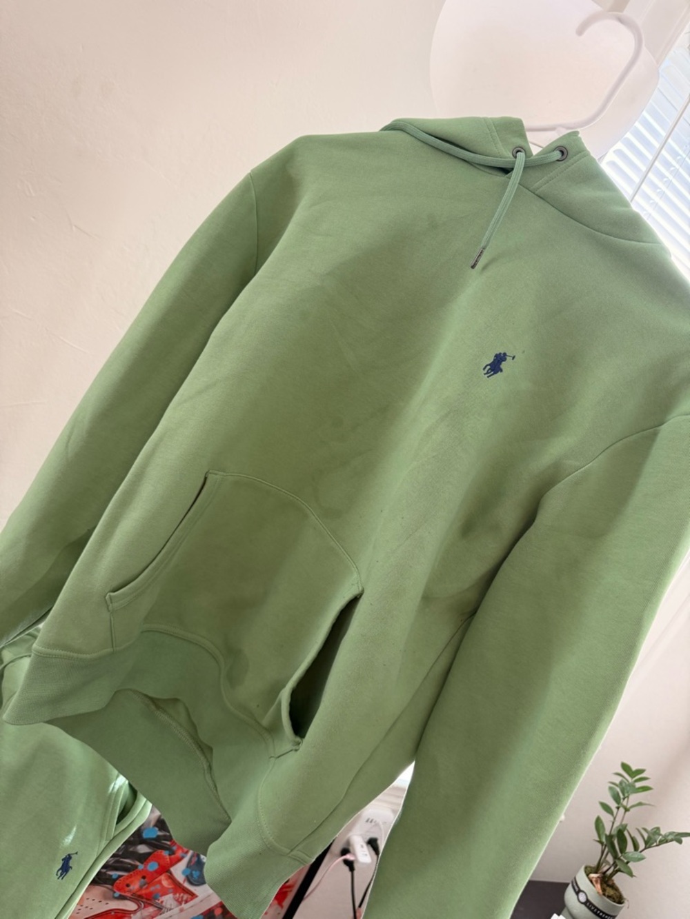 Polo by Ralph Lauren Light Green Pullover Hoodie with Navy Label